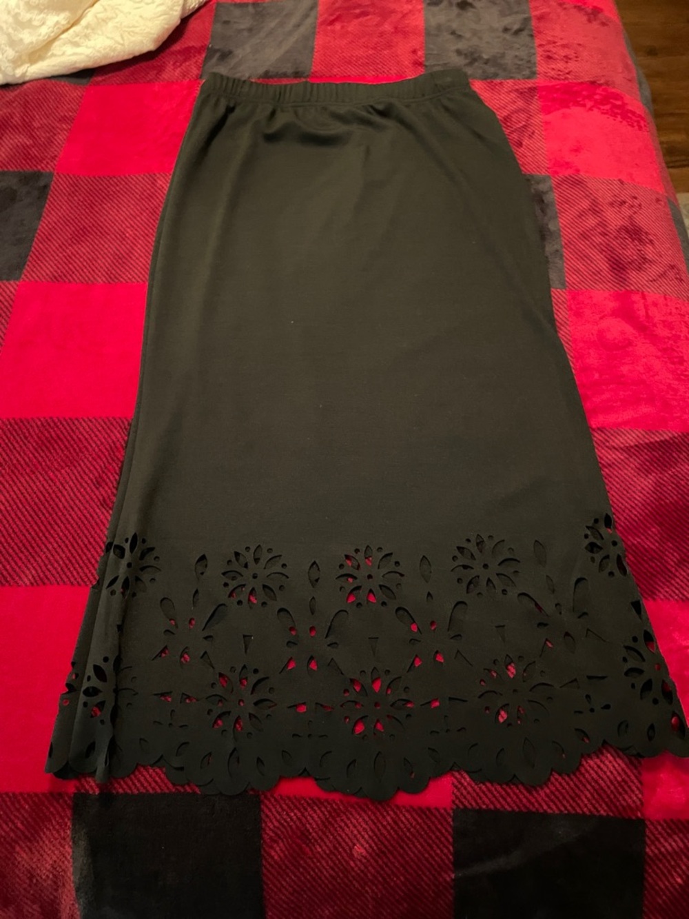 Black A-Line Skirt with Laser-Cut Hem